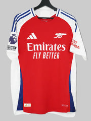 Maillot domicile d’Arsenal 2024/25 porté en match et signé — Calafiori n°33 (L)