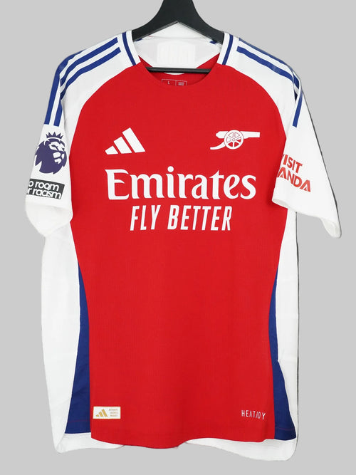 Maillot domicile d’Arsenal 2024/25 porté en match et signé — Calafiori n°33 (L)